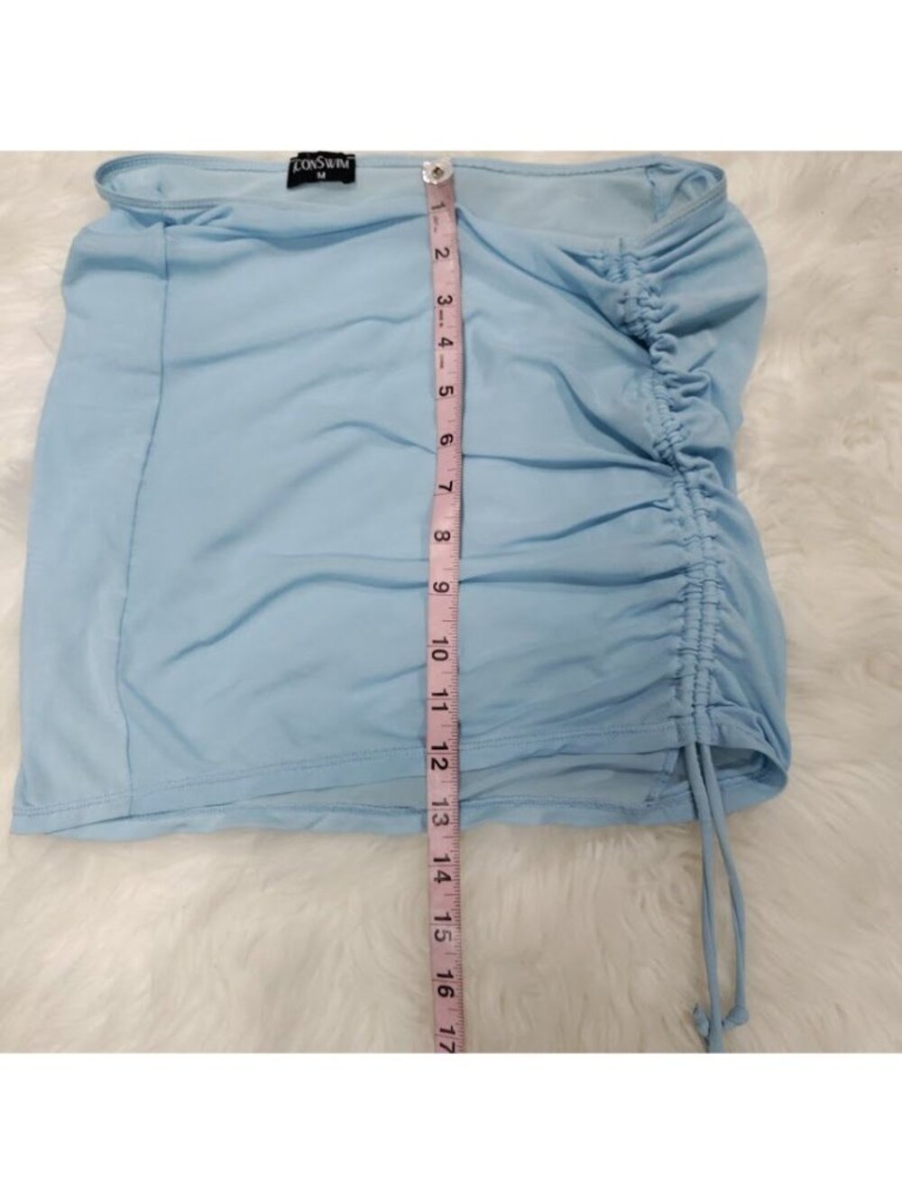 Icon Swim Light Blue Bikini Set With Ruched Cover Up Skirt & Halter Top Size S - Picture 6 of 13